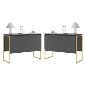 Conjunto De Buffets Industriais Milão Preto Dourado