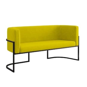 Sofá 2 Lugares Com Base De Metal Black Para Recepção Balaqui Amarelo