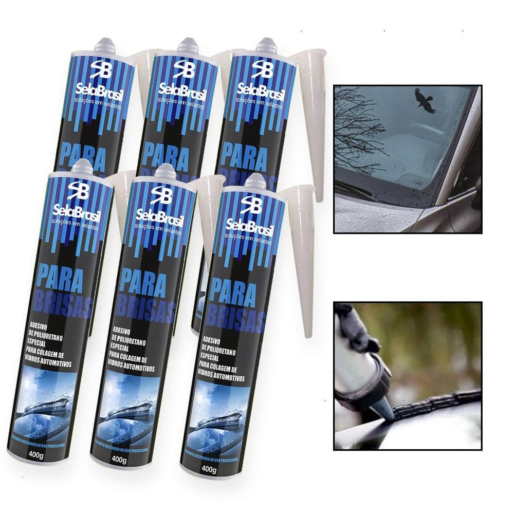 Kit 6 Cola Tubo Para Brisa Janela Vidro Adesivo Automotivo