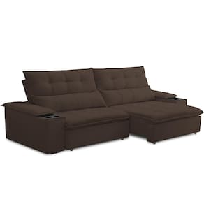 Sofá Retrátil Reclinável Para Sala De Estar Living 250cm ártico F04 Veludo Marrom - Lyam Decor