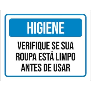 Placa Higiene Verifique Sua Roupa Está Limpa 36X46
