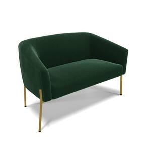 Sofá Namoradeira 2 Lugares Pé Ferro Dourado Stella Bouclê Verde D03 - D`rossi