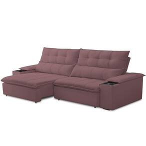 Sofá Retrátil Reclinável Para Sala De Estar Living 230cm ártico F04 Veludo Lilás - Lyam Decor