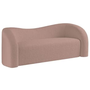Sofá Curvo 3 Lugares Orgânico Coréia 200cm Linho Rosê