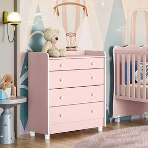 2523 - Comoda Com Trocador Doce Sonho Rosa Acetinado