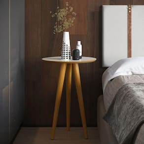 Mesa Lateral Oval Para Sala Osaka Off White Freijo