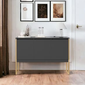Buffet Classico Com 3 Portas Veneza Preto Dourado