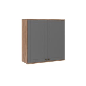 Armário Aéreo Milla 2 Portas De Nog/cinza 80 Cm Carraro
