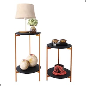 Conjunto De Mesa Para Sala De Estar Cannes Preto Bronze
