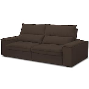 Sofá Retrátil Reclinável Para Sala De Estar Living 250cm Nápoles F04 Veludo Marrom - Lyam Decor