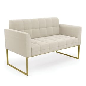 Sofá Namoradeira 2 Lugares Industrial Dourado Elisa Bouclê Bege D03 - D`rossi