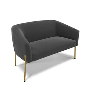 Sofá Namoradeira 2 Lugares Pé Ferro Dourado Stella Bouclê Grafite D03 - D`rossi