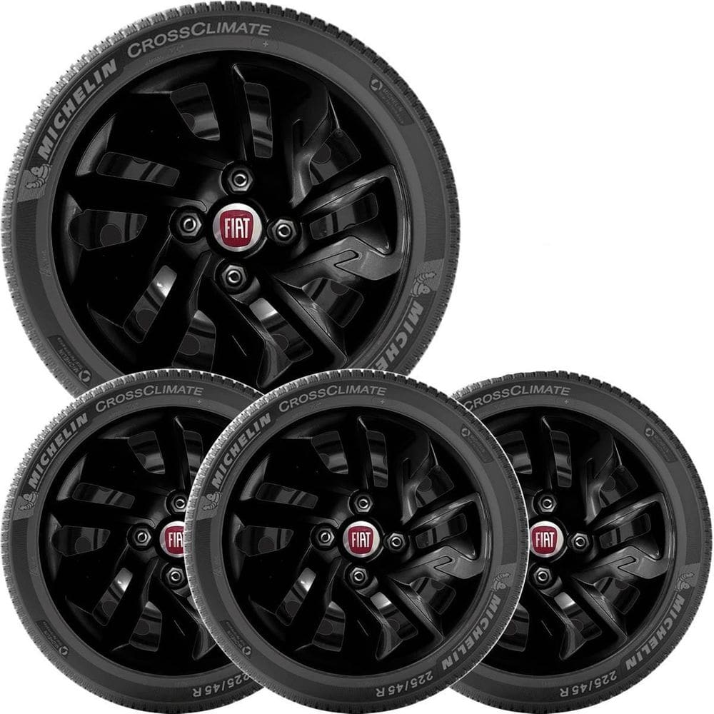 4X Calota Fiat Argo Uno Aro 14 Preto Emblema 292Cb