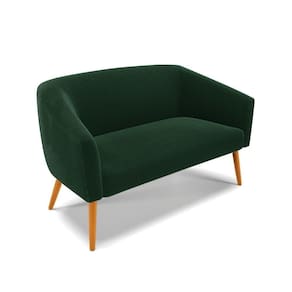 Sofá Namoradeira 2 Lugares Pé Palito Castanho Stella Bouclê Verde D03 - D`rossi