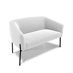Sofá Namoradeira 2 Lugares Pé Ferro Preto Stella Bouclê Off White D03 - D`rossi