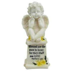 Anjo De Resina Branco Decorativo Para Casa De 15Cm