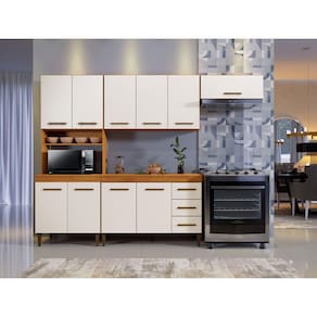 Cozinha Kaike Atenas 10 Portas De Madeira Nature Com Off White