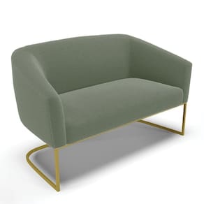 Sofá Namoradeira 2 Lugares Industrial Dourado Stella Bouclê Menta D03 - D`rossi