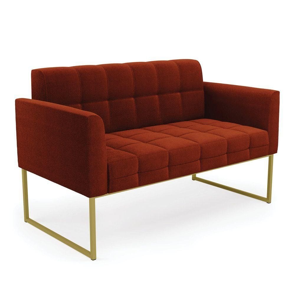 Sofá Namoradeira 2 Lugares Industrial Dourado Elisa Bouclê Terra D03 - D`rossi