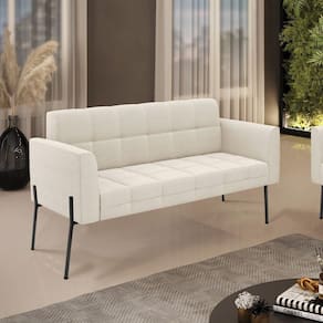Sofá Namoradeira 2 Lugares Pé Ferro Pto Elisa Bouclê D03 - D`rossi Cor Off White