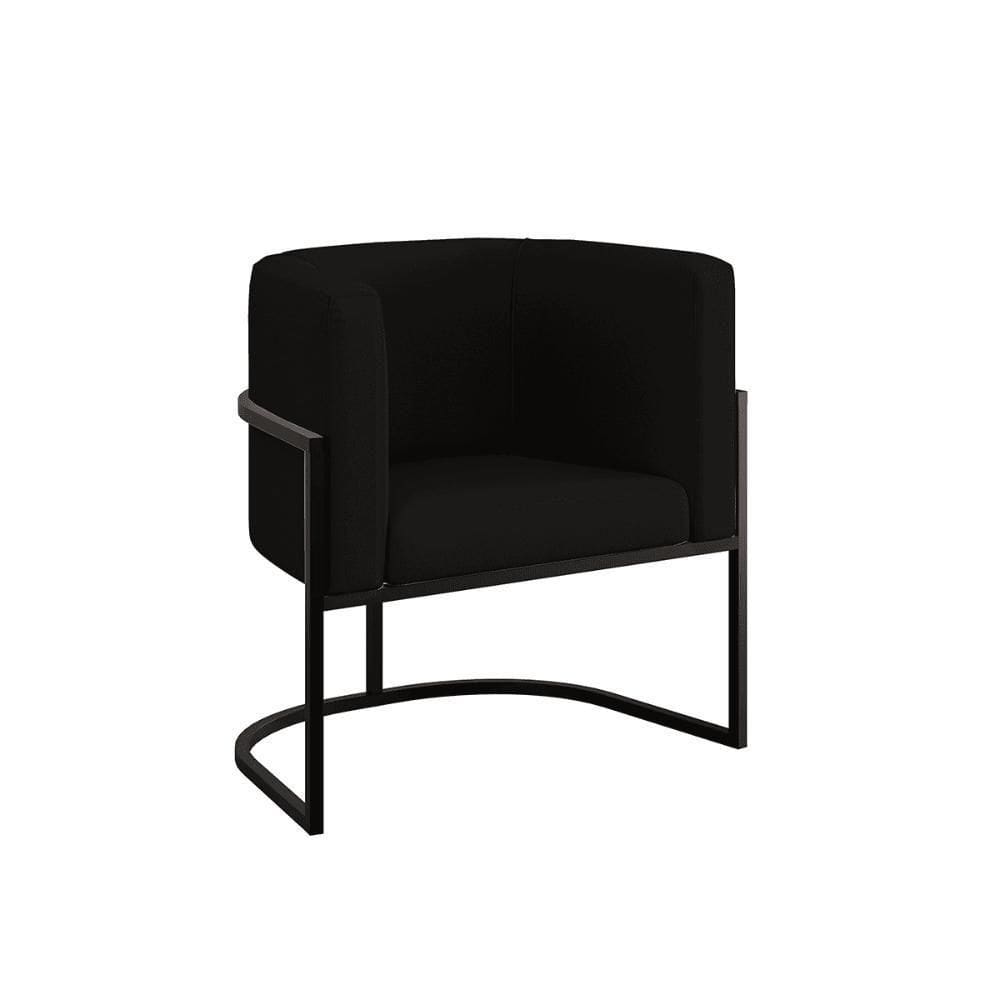 Poltrona Moderna Veludo Com Base De Metal Black Balaqui Preto