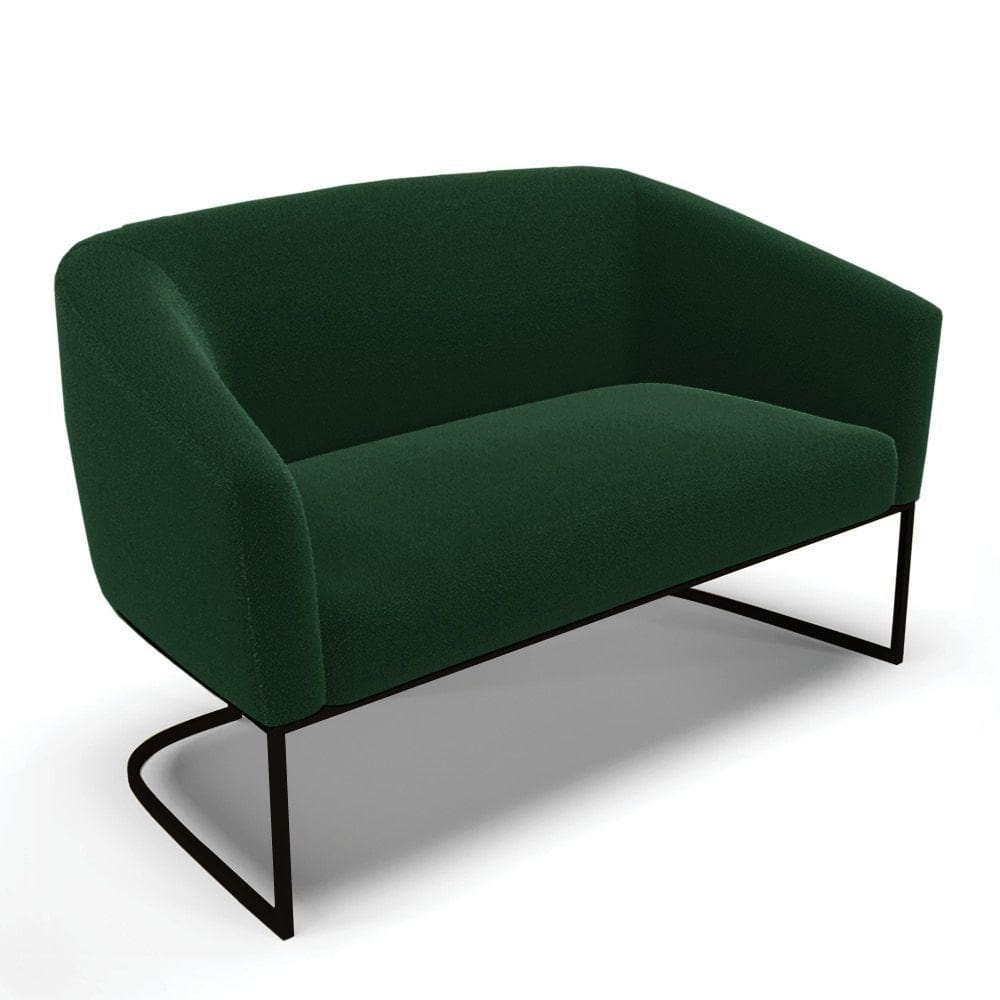 Sofá Namoradeira 2 Lugares Base Industrial Pto Stella Bouclê Verde D03 - D`rossi