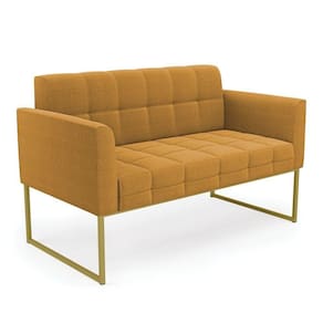 Namoradeira E Poltrona Industrial Dourado Elisa Bouclê Mostarda D03 - D`rossi