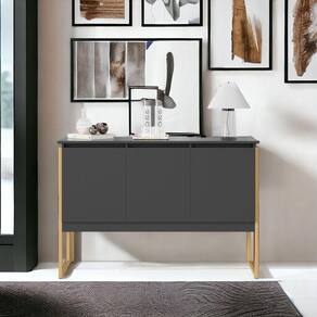 Aparador Buffet Para Sala Industrial Oslo Preto Dourado