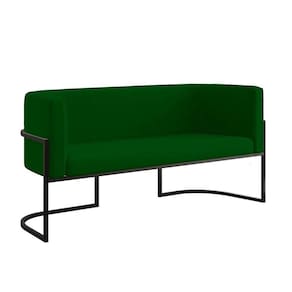 Sofá 2 Lugares Com Base De Metal Black Para Recepção Balaqui Verde