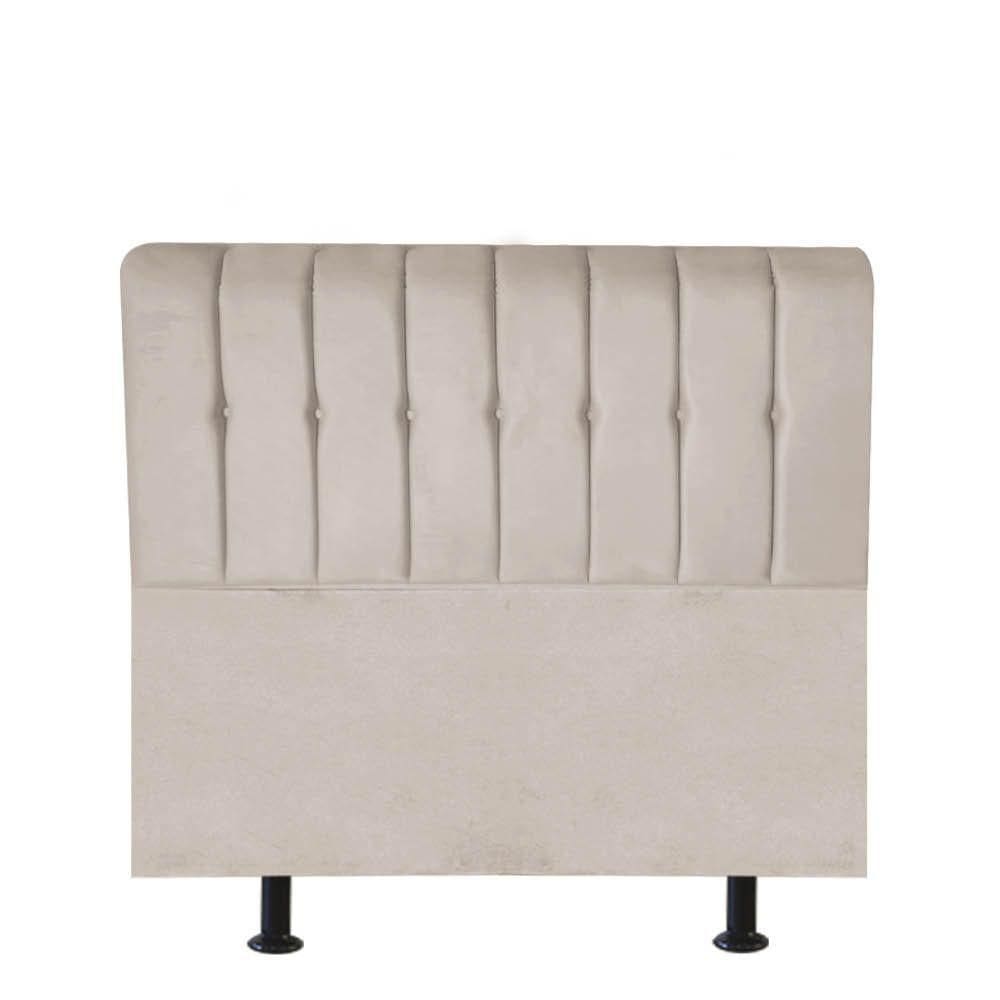 Cabeceira Estofada Kiara 100cm Solteiro Box Quarto Corino Bege - Gat Magazine