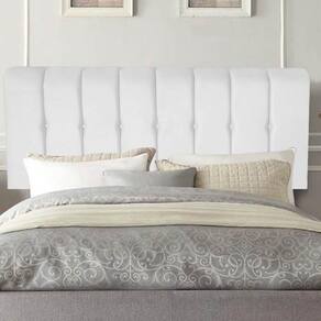 Painel Estofada Kiara 90cm Solteiro Box Quarto Corino Branco - Gat Magazine