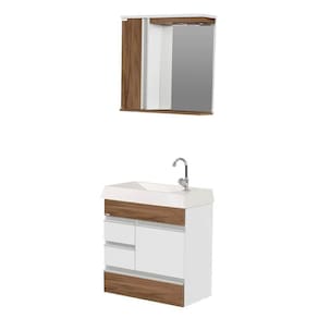 Armário Nápole Supenso 2 Gavetas + Gavetão Fundo – 79,5cm Nogal
