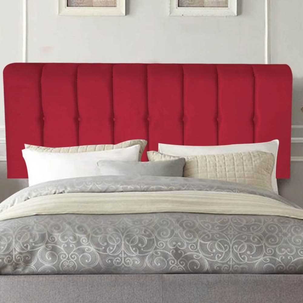 Painel Estofada Kiara 140cm Casal Box Quarto Suede Vermelho - Gat Magazine