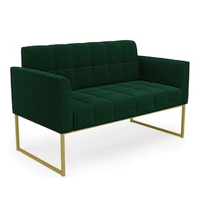 Sofá Namoradeira 2 Lugares Industrial Dourado Elisa Bouclê Verde D03 - D`rossi