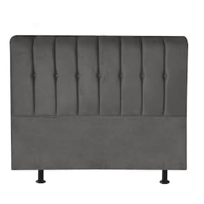 Cabeceira Estofada Kiara 195cm King Size Box Quarto Suede Cinza Escuro Grafite - Gat Magazine