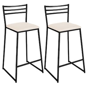 Conjunto De 2 Banquetas Alta Lisboa De Aço De Carbono Branco Gelo