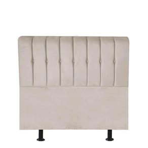Cabeceira Estofada Kiara 90cm Solteiro Box Quarto Suede Bege - Gat Magazine