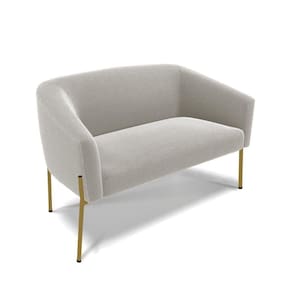 Sofá Namoradeira 2 Lugares Pé Ferro Dourado Stella Bouclê Cinza D03 - D`rossi