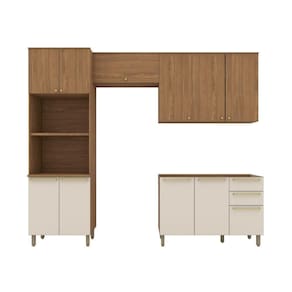 Cozinha Modulada 4 Peças Sem Tampo Requinte Henn Areia-nature