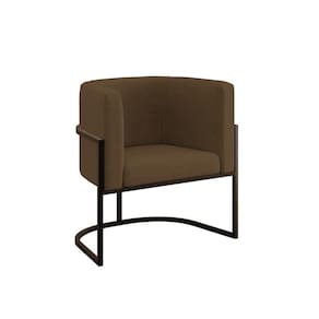 Cadeira Poltrona Decorativa Com Base Metal Black Reforçada Marrom