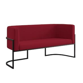 Sofá 2 Lugares Com Base De Metal Black Para Recepção Balaqui Marsala
