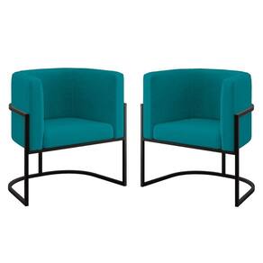 Kit 02 Cadeiras Poltrona Lua Para Sala Quarto Balaqui Decor Azul Turquesa