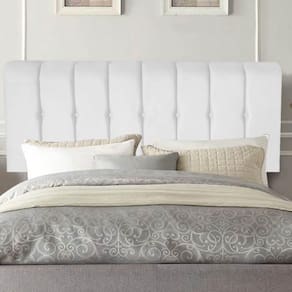 Painel Estofada Kiara 140cm Casal Box Quarto Corino Branco - Gat Magazine