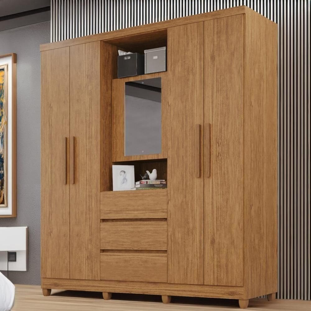 Guarda-roupa De Casal Giga 5 Portas 2 Gavetas - Tudo De Móveis Cinamomo