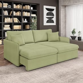 Sofá Reclinável E Retrátil Gandalf Bipartido 254cm Caixa Zero Com Almofadas Bouclê Verde G33 - Gran