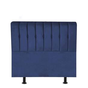 Cabeceira Estofada Kiara 90cm Solteiro Box Quarto Suede Azul Marinho - Gat Magazine