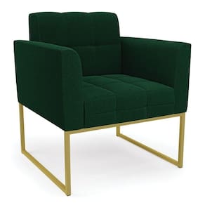 Poltrona Sala De Estar Industrial Dourado Elisa Bouclê Verde D03 - D`rossi