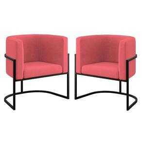 Kit 02 Poltronas Lua Sala Decorativa Base De Ferro Black Rosa