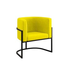 Cadeira Poltrona Decorativa Com Base Metal Black Reforçada Amarelo