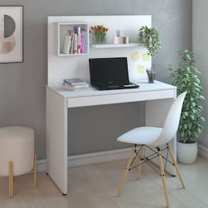 Escrivaninha Com Gaveta E Painel First Branco